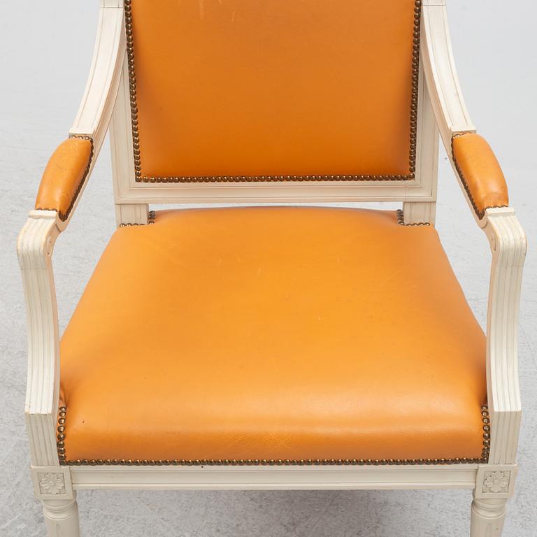 A pair of armchairs, Gustavian style, 20th century.