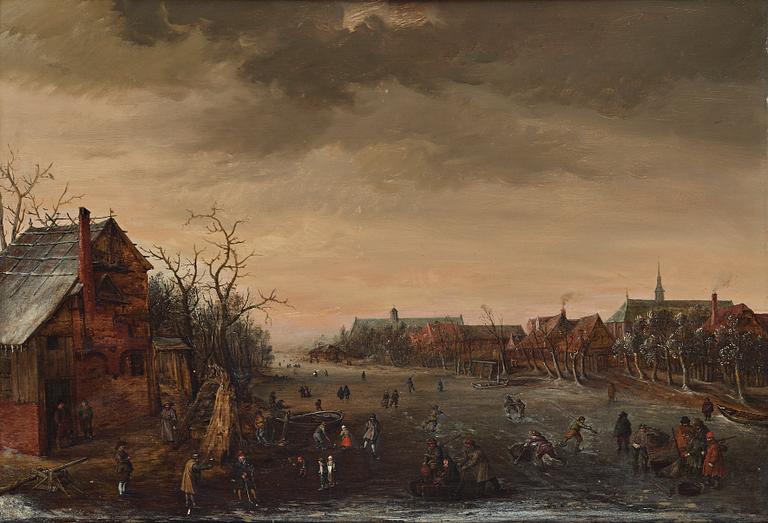 Cornelis Liefrinck II, Skaters on Dutch canal.