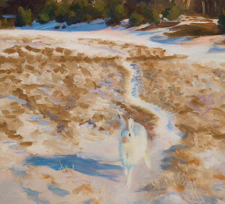 Bruno Liljefors, Winterlandscape with hare.