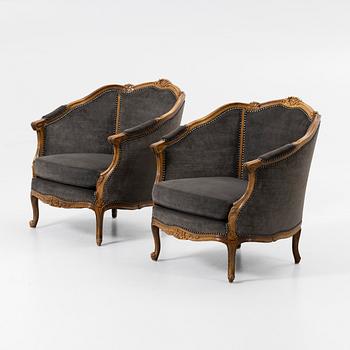 Armchairs, a pair, Rococo style, 20th century.