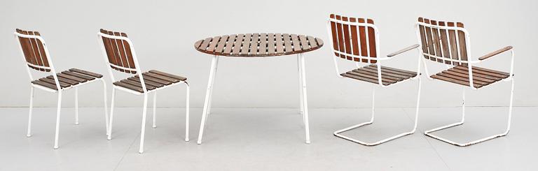 TRÄDGÅRDSGRUPP, 5 delar, 1950/60-tal.