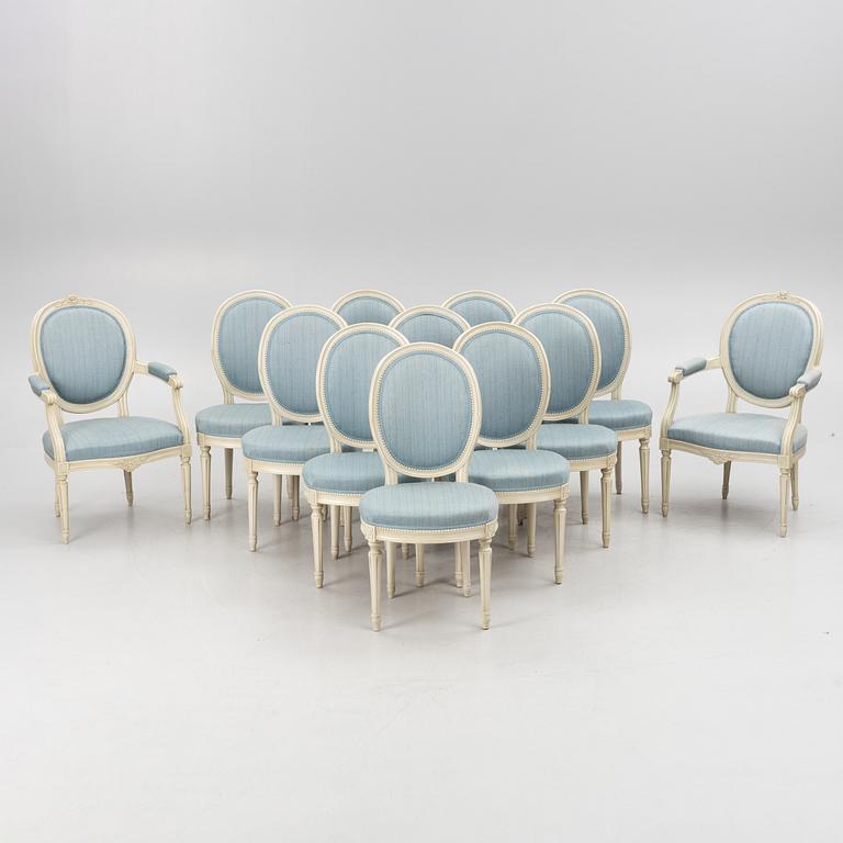 Chairs, 12 pcs, Gustavian style, second half of the 20th Century.