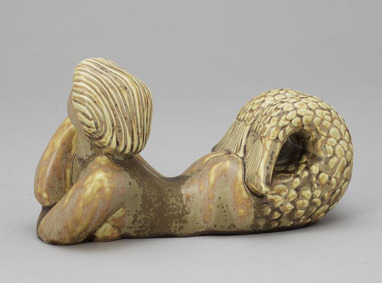 A Stig Lindberg stoneware figure of a mermaid, Gustavsberg 1940's-50's.