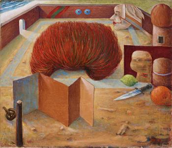CO Hultén, "Badortsliv". Signed Hultén. Canvas 52 x 54 cm.