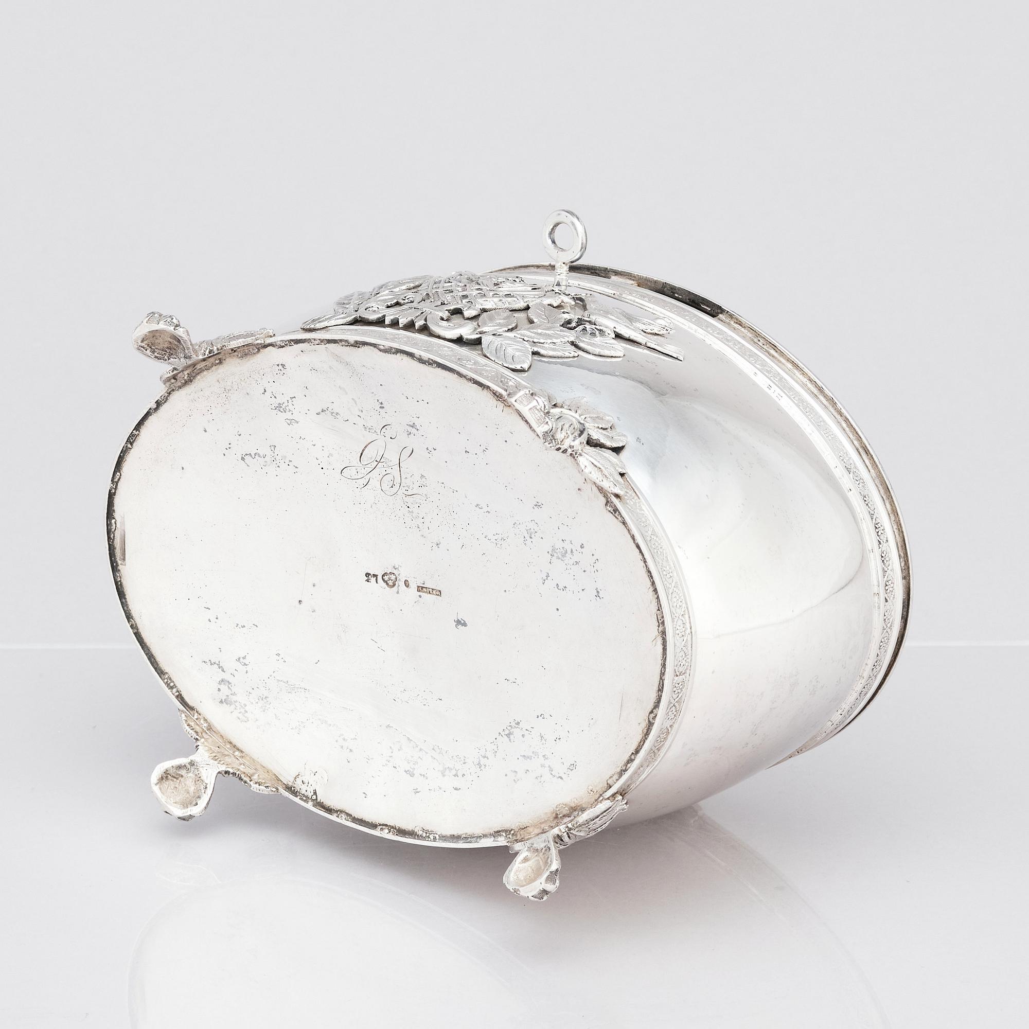 A Swedish 19th century silver sugar-casket, marks of Henrik Christoffer Klint the younger, Stockholm 1817.