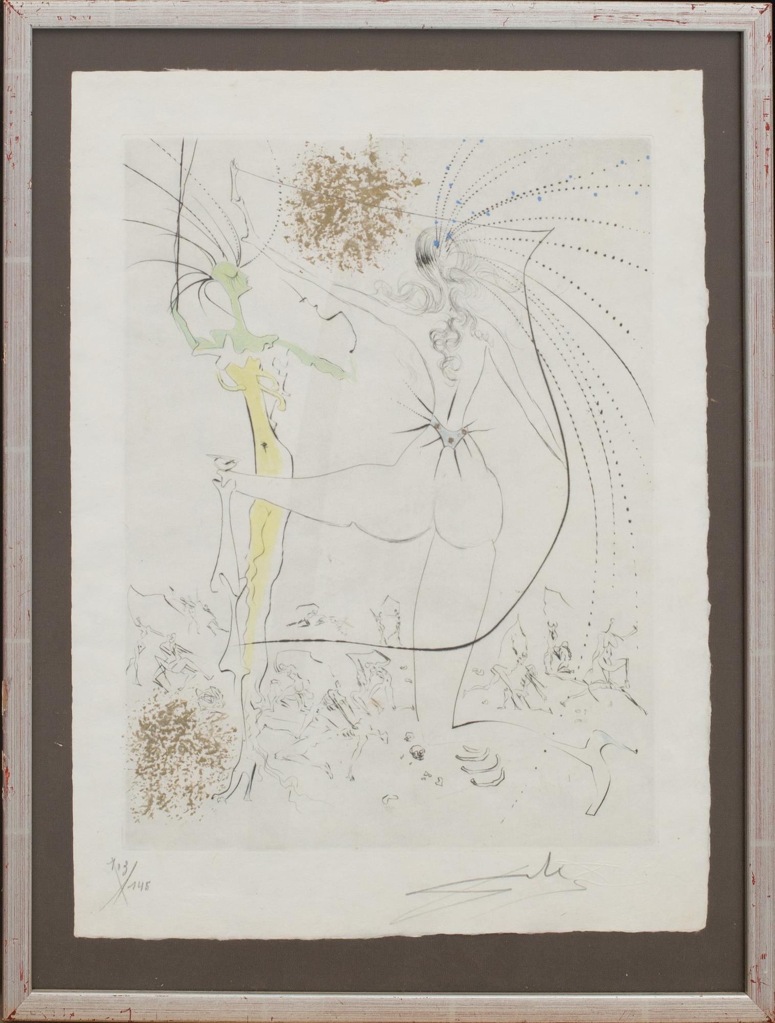 SALVADOR DALÍ, drypoint on Japan paper, signed and numbered.
