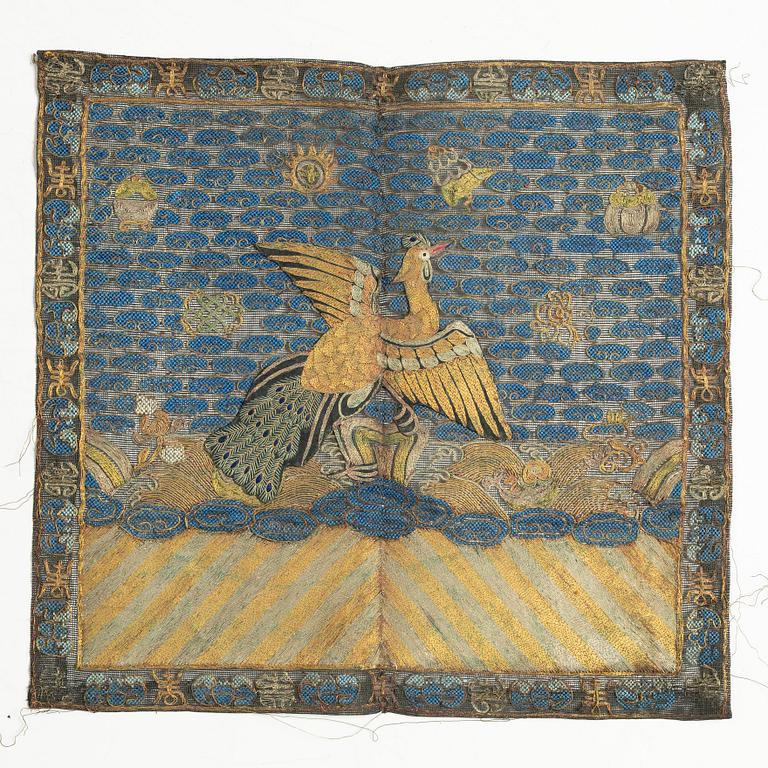 Ämbetsmannainsignia/buzi, Kina, Qingdynastin, 1800-tal.