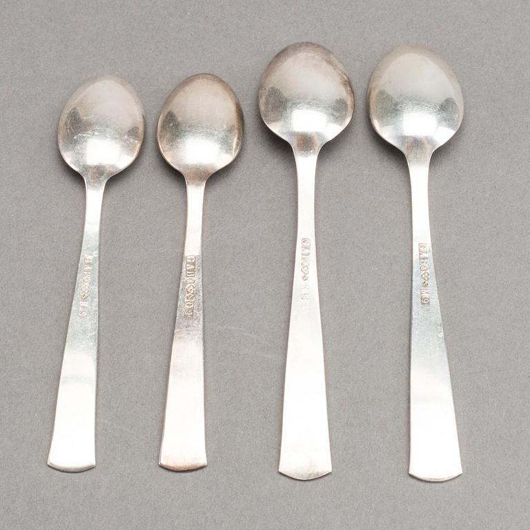 A Swedish 20th century 12 pcs of Rosenholm silver spoons, mark of GAB Stockholm 1960's weight ca 159 gr.