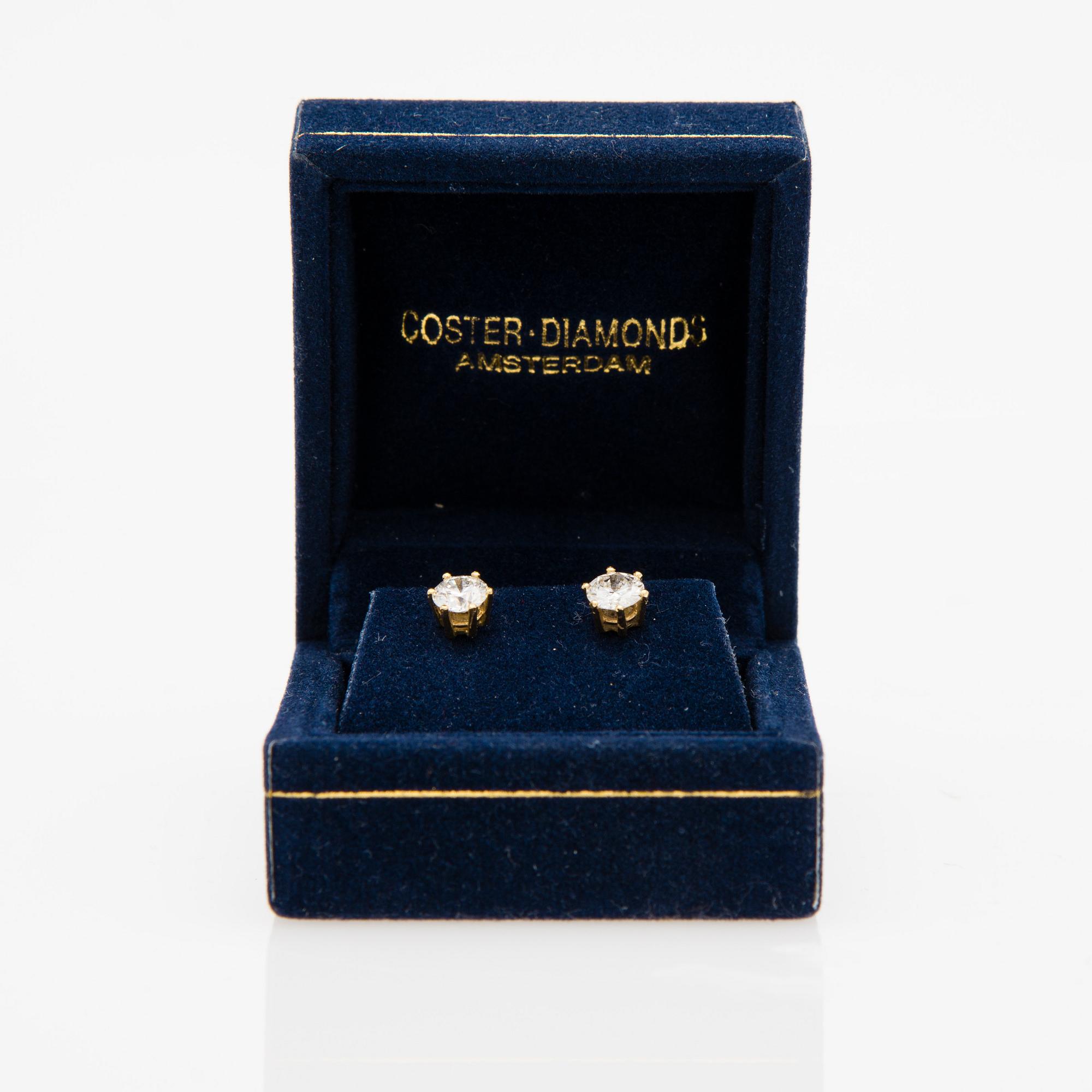ÖRHÄNGEN, briljantslipade diamanter, 18K guld. Coster Diamonds.