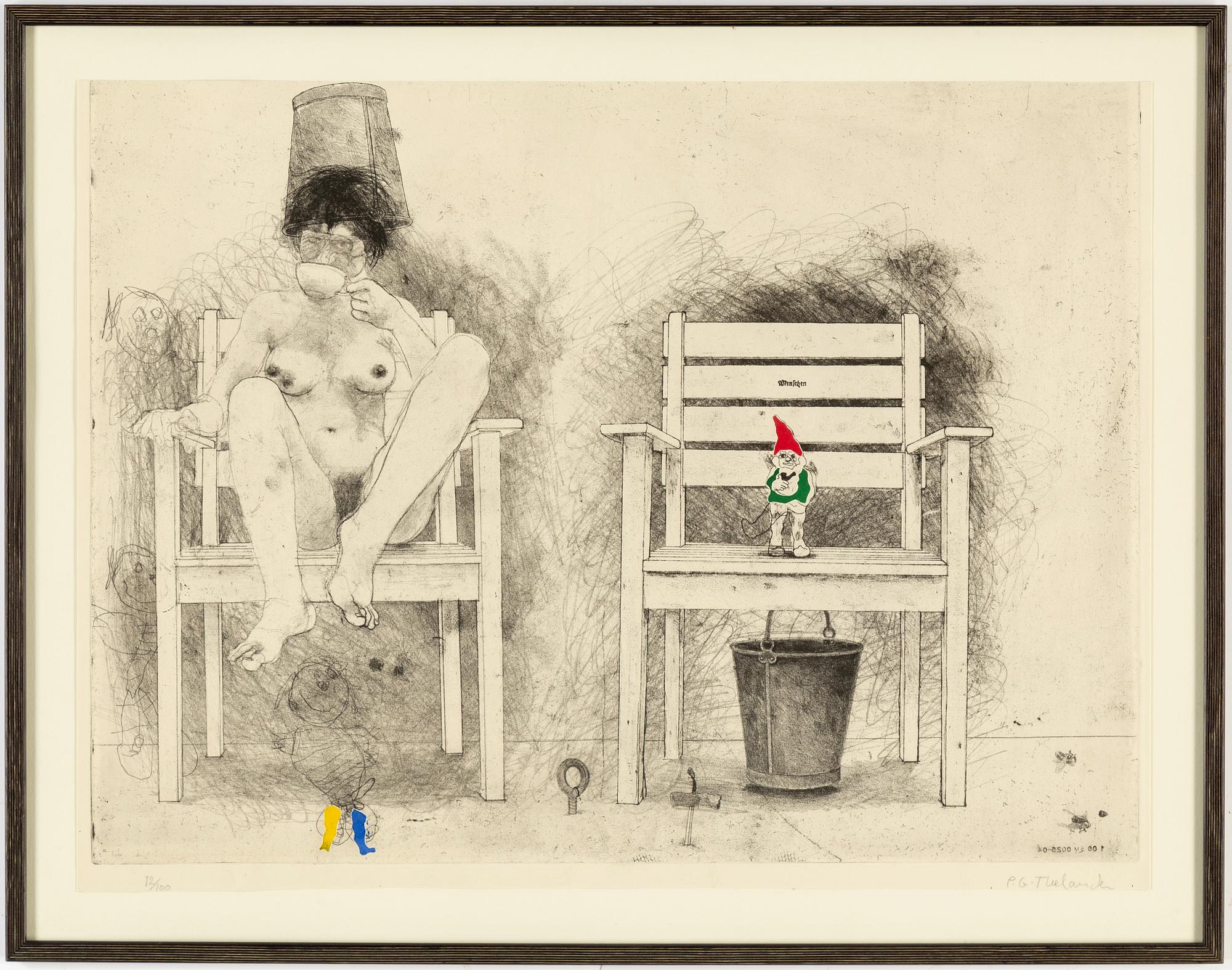 PG THELANDER, etching, in colours, 1975, signed 12/100.