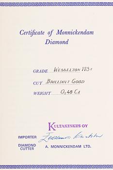 DIAMANT, briljantslipad 0,48 ct H (Wesselton) / VVS1.