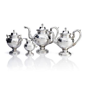 299. A four-piece silver tea and coffee service, marks of John McMullin, Philadelphia, circa 1820.