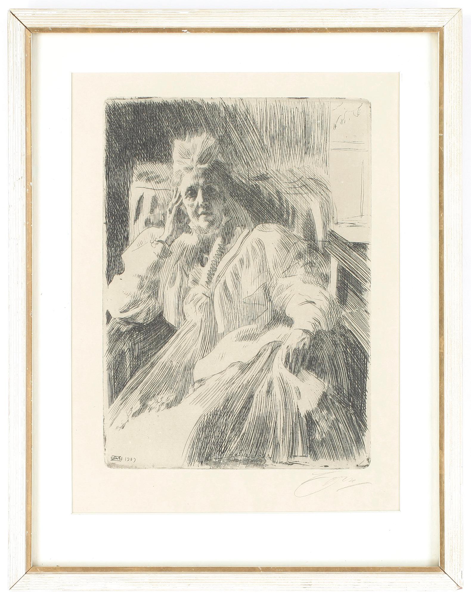 ANDERS ZORN, etsning, signerad och daterad 1909 i plåten samt blyertssignerad.