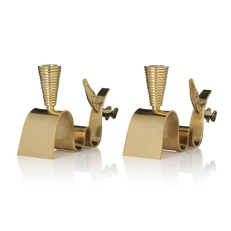 Carl-Einar Borgström, a pair of “Tyfon” candlesticks, Ystad-Metall, 1940s–50s.