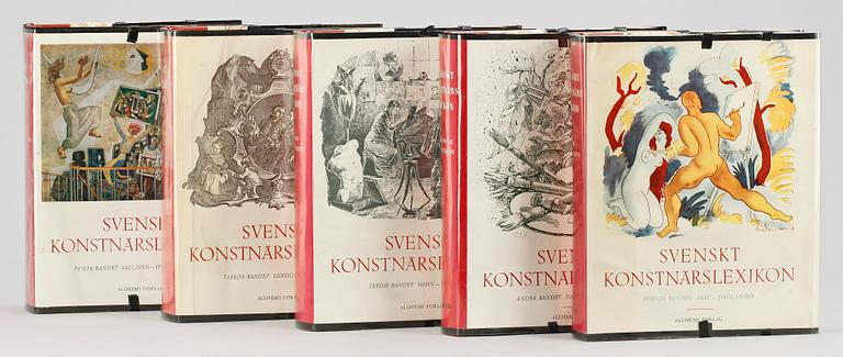 BOKVERK, 5 vol, "Svenskt konstnärslexikon". Dahlbeck-Hagström (red), Allhems Förlag, Malmö, 1952-67.