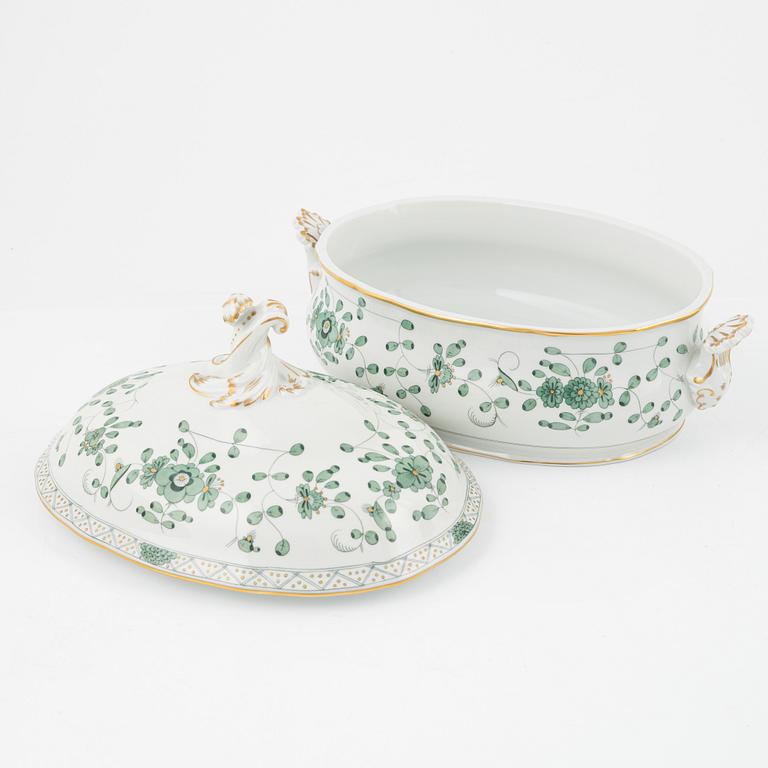 Mat- och kaffeservis, 83 delar, porslin, "Indische Malerei Grün", Meissen, 1900-tal.