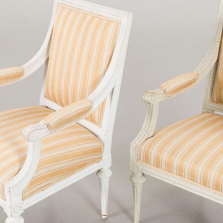 A pair of Swedish late Gustavian armchairs beginning of the 19th century.