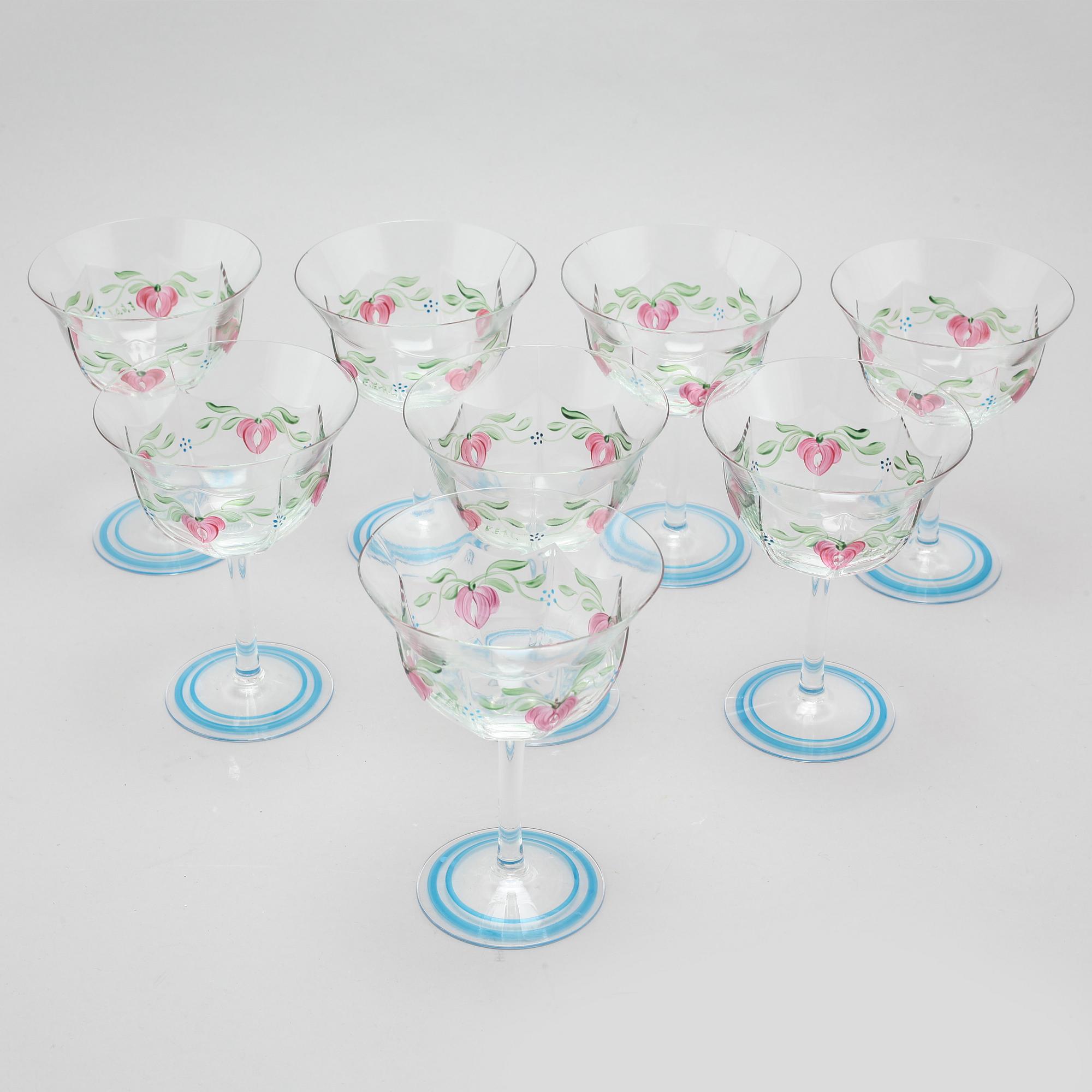 eight champage glasses, "Maja", Orrefors.