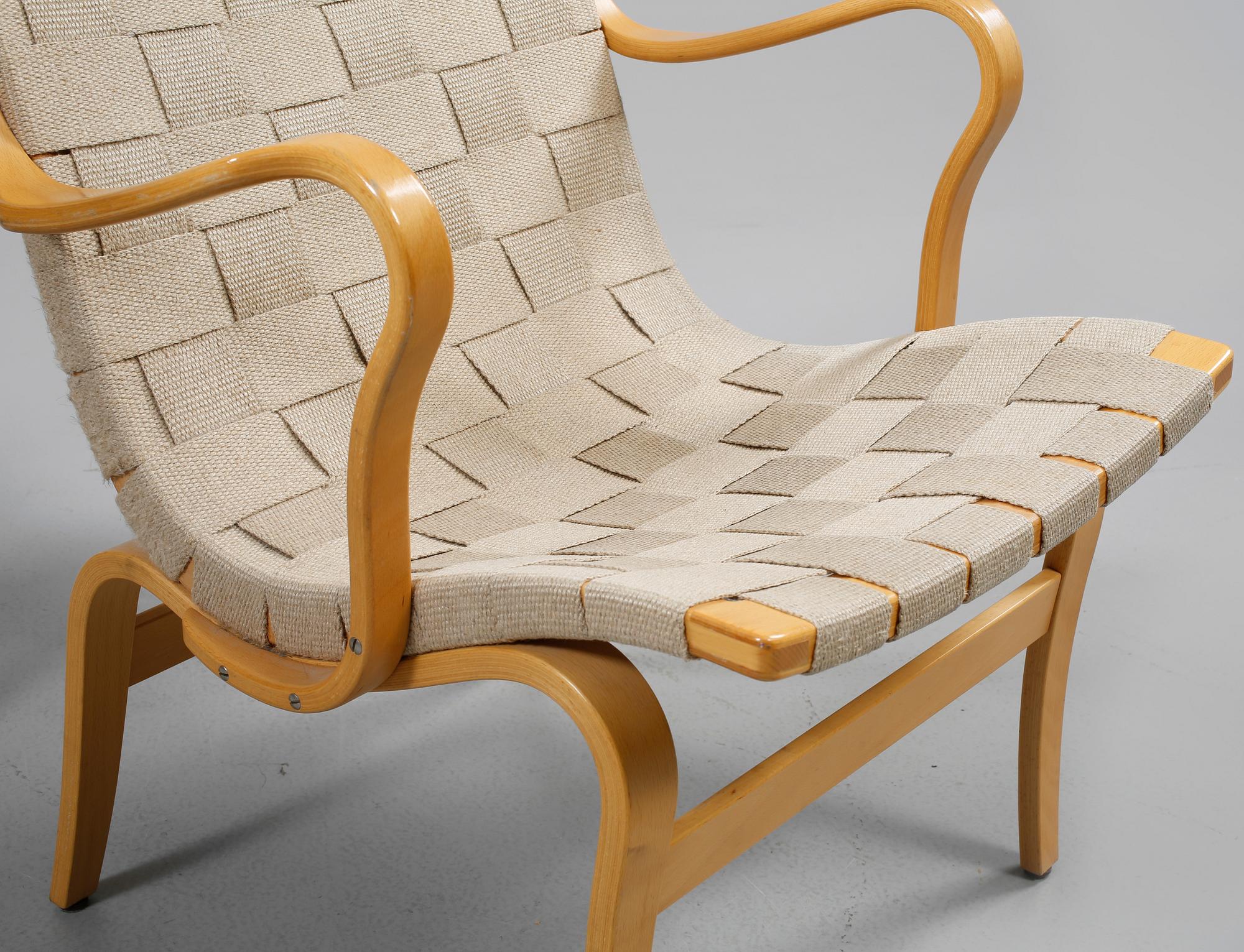 FÅTÖLJER, ett par, "Eva", Bruno Mathsson, Dux, 1900-talets andra hälft.