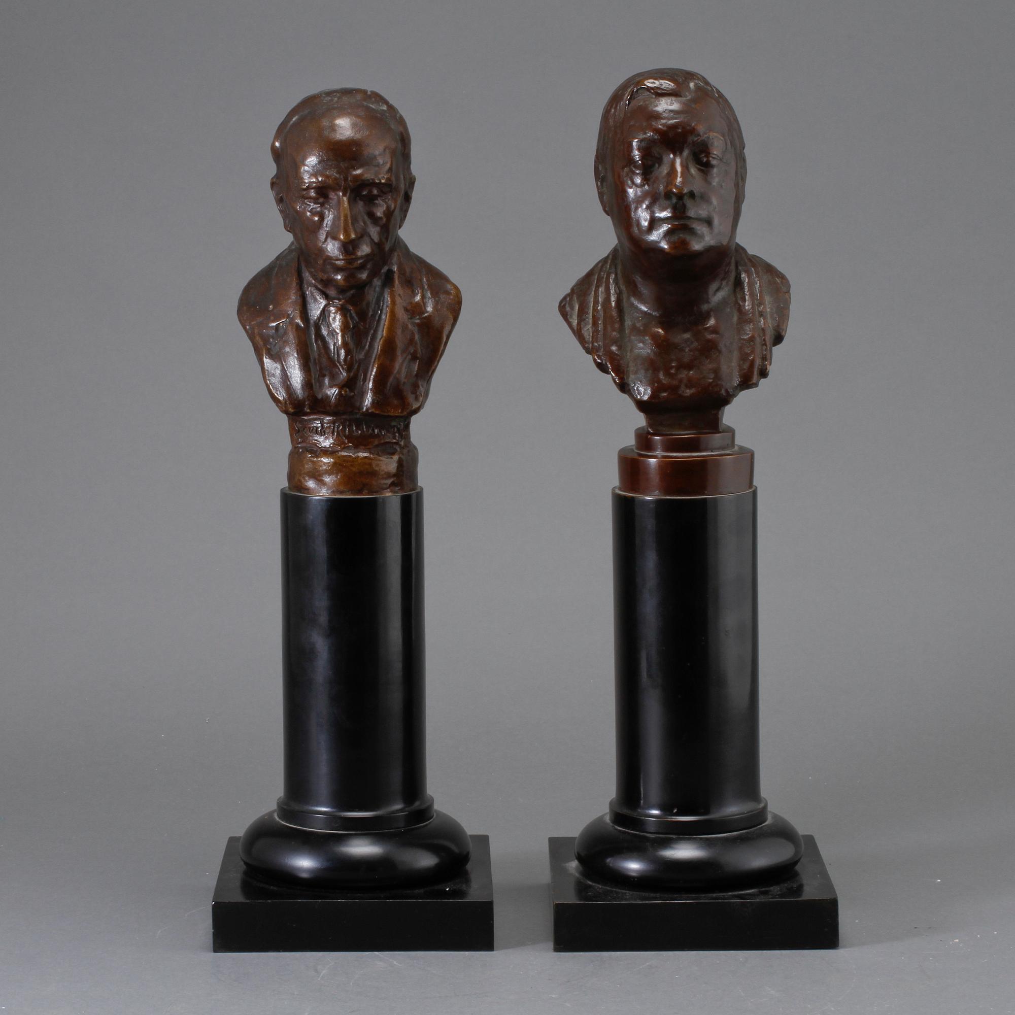 BYSTER, 2 st, brons, bär gjutarstämplar "J.N Rosengren Konstgjuteri Limhamn", 1900-tal.