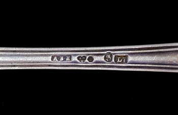 PARTI BESTICK, ca 20 delar, silver, bl a G Folcker Stockholm 1829. Tot vikt ca 530 g.