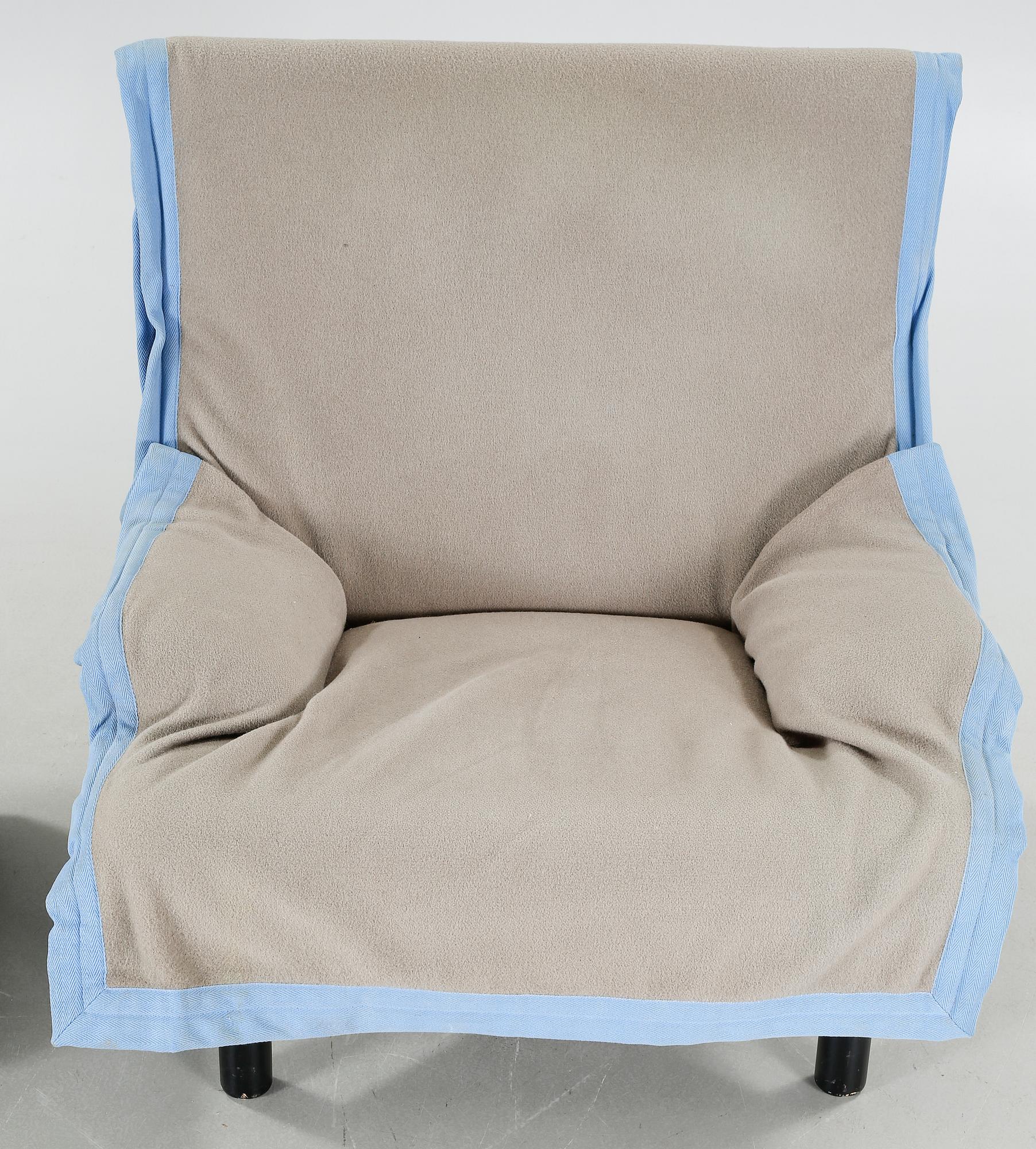 a lounge chair and one stool, model 