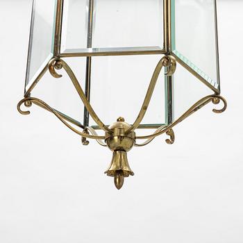 Brass and glass table lamp, 1900's.