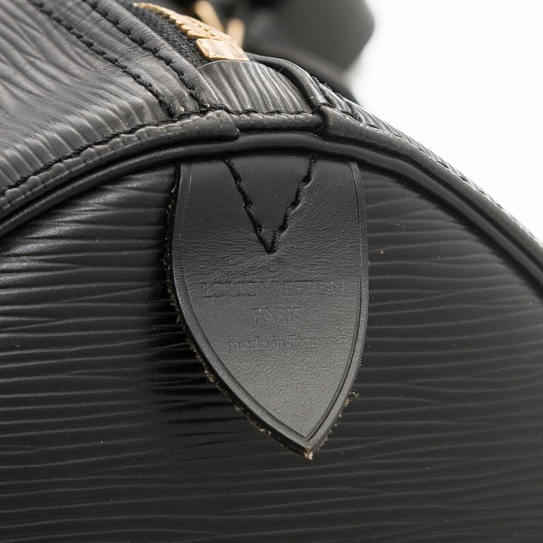 LOUIS VUITTON, Black Epi Leather Keepall 55 Bag.