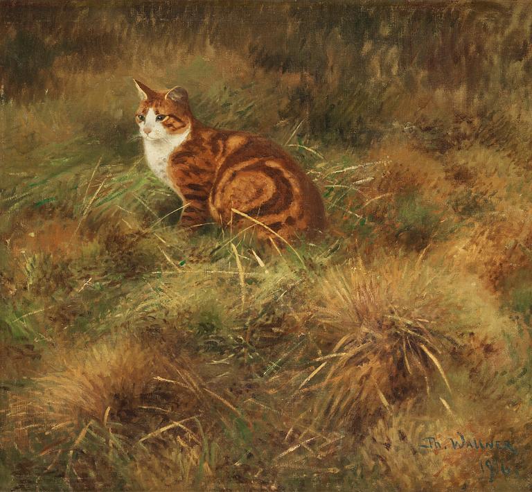 Thure Wallner, Summer landscape with cat.