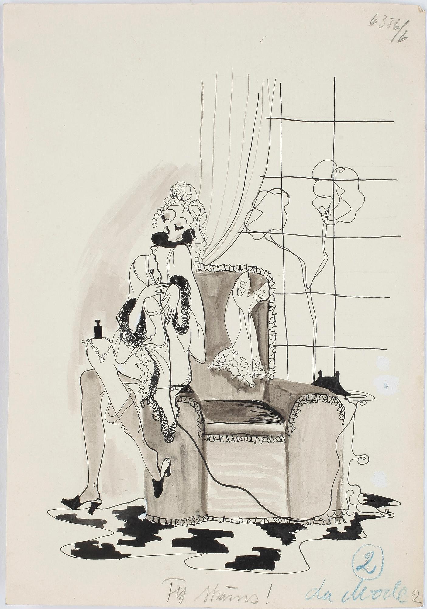 MAX GOLDSTEIN (MAGO), dräktskisser och akvarellteckningar, 22 st, delvis sign o dat 1948.