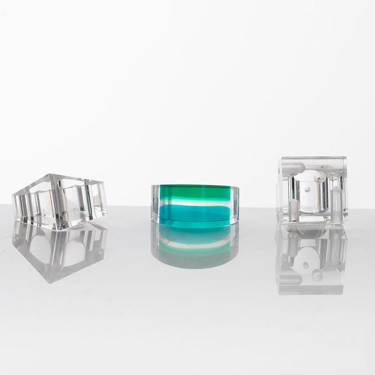 Siv Lagerström, three acrylic rings, 1970s.