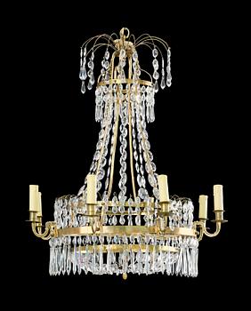 144. A late Gustavian eight-light chandelier.