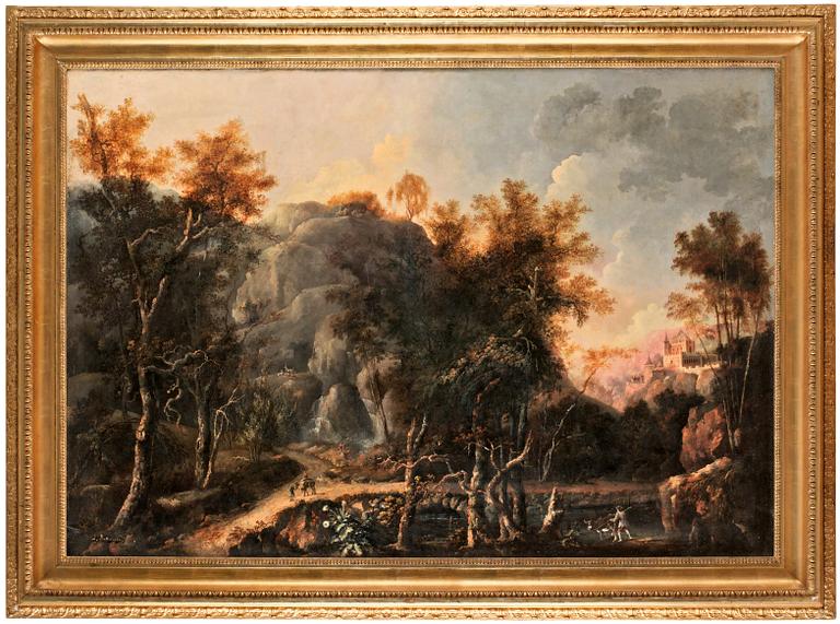 Louis Belanger, Landscape with mountains and figures.