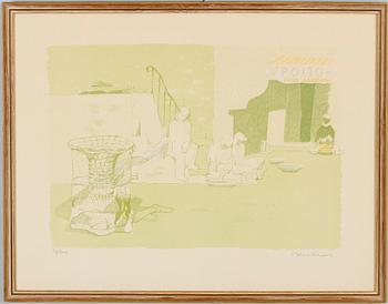 HALMSTADGRUPPEN, 5 st, färglitografier, sign, numr 97/300. 1953.