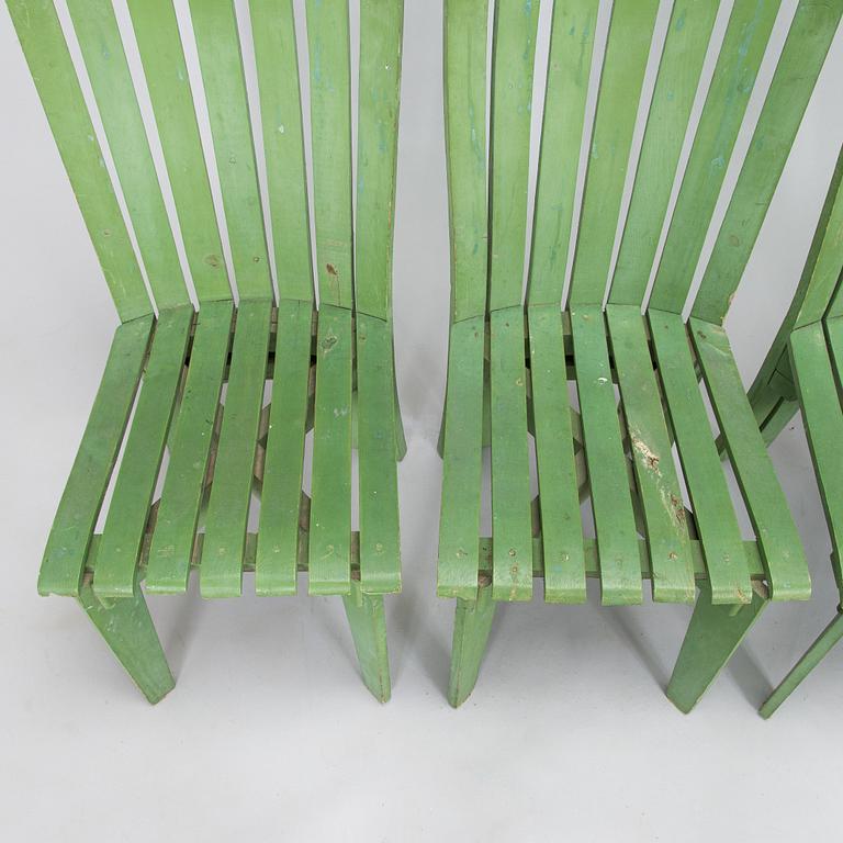 Alvar & Aino Aalto, Four early 1950s 'Aurinko' (Sun-serial) garden chairs, model 910  for O.Y. Huonekalu- ja Rakennustyötehdas A.B.
