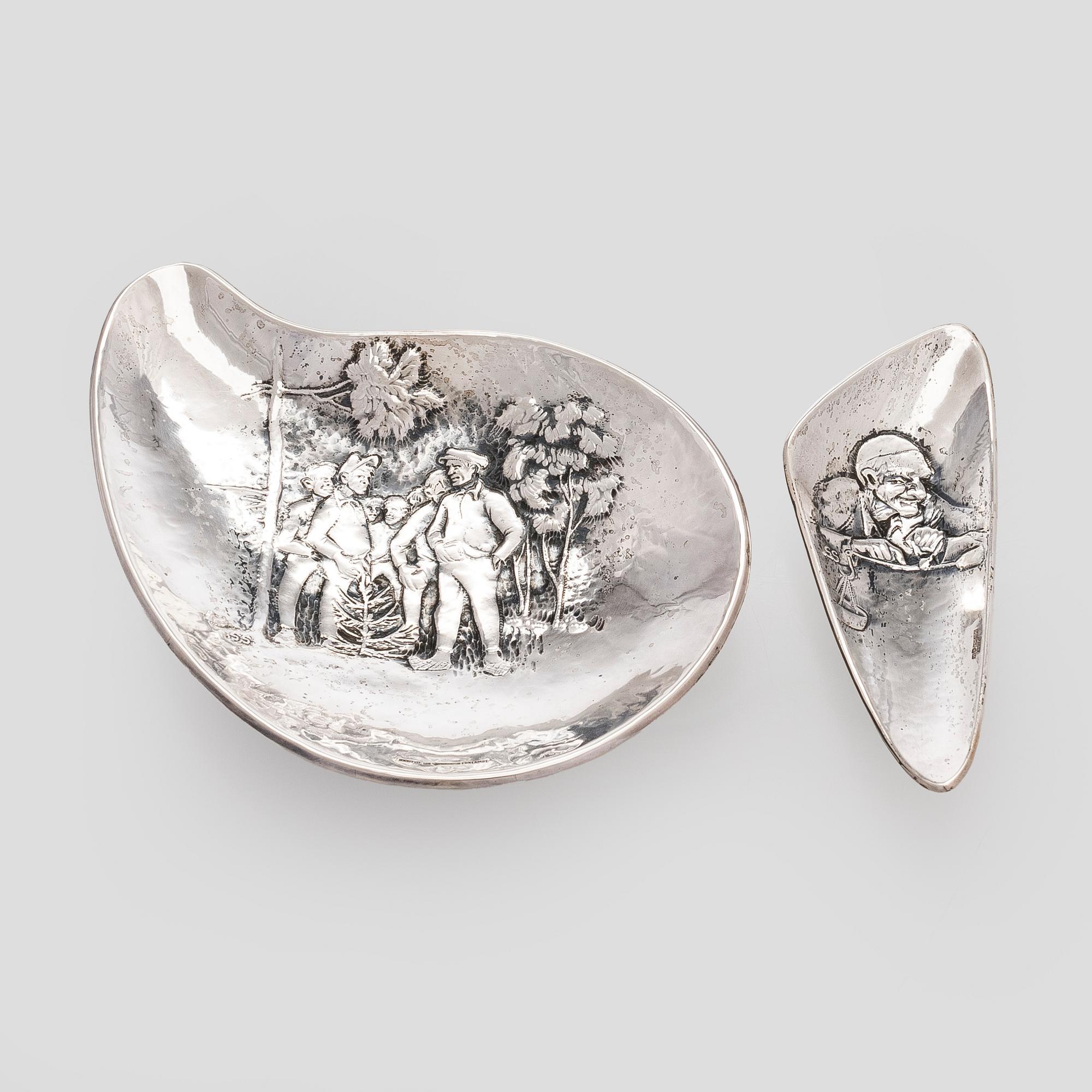 Unto Erälampi, fat, 2 st, silver, Riihimäki, Finland 1961 och 1962.