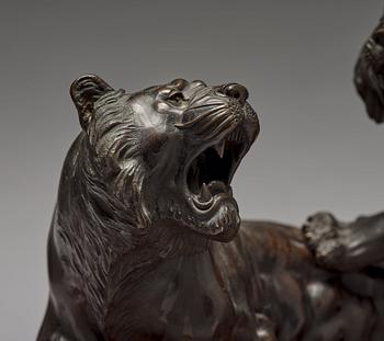 A Japanese bronze sculpture group of tigers, Meiji (1868-1912).