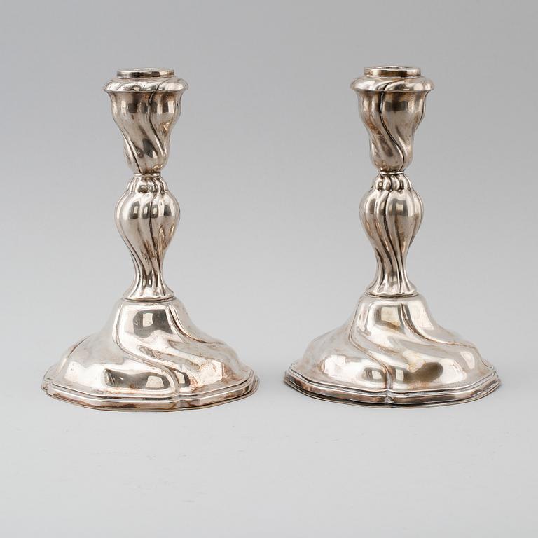 LJUSSTAKAR, 1 par, silver, 1900-talets mitt.