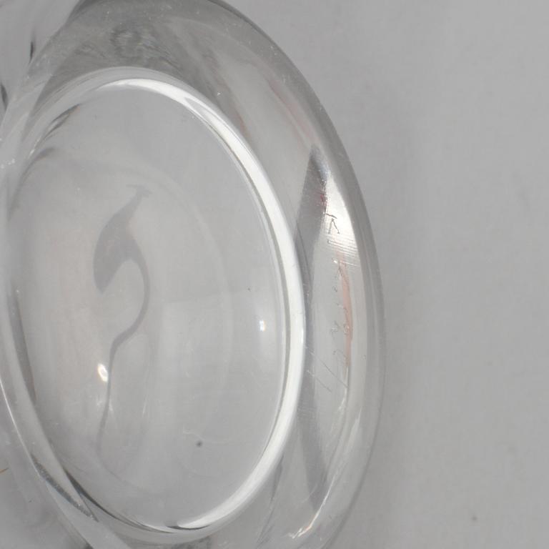 BRICKA samt GLAS, 5 delar, glas och vitmetall, Kosta och GAB, glas daterat 1937?.