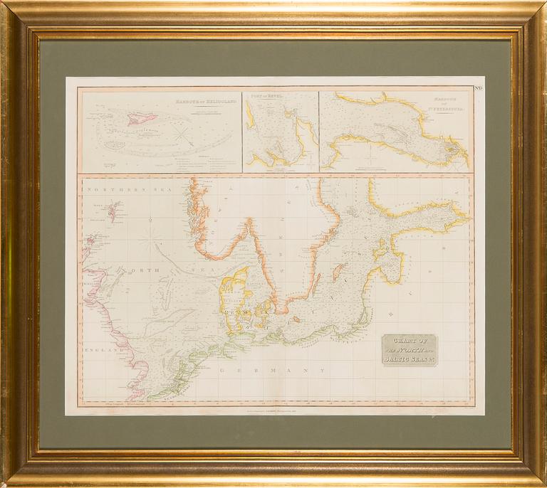 Map, Chart of the North and Baltic Seas, John Thomson, 1816. Edinburgh.