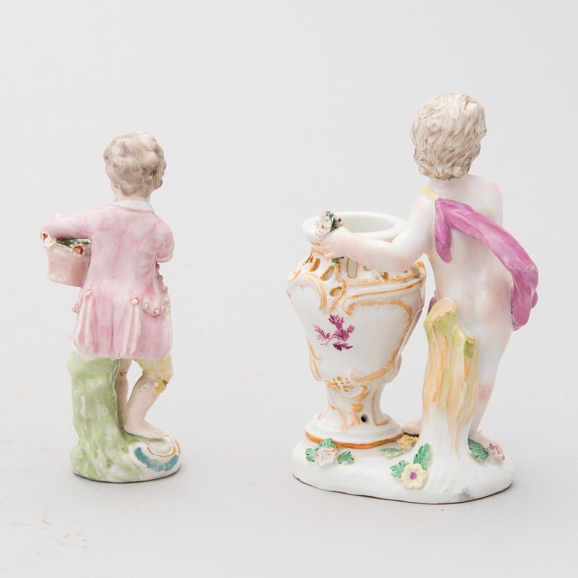 Two 18th Century porcelain figurines, probably from Nymphenburg, Germany.