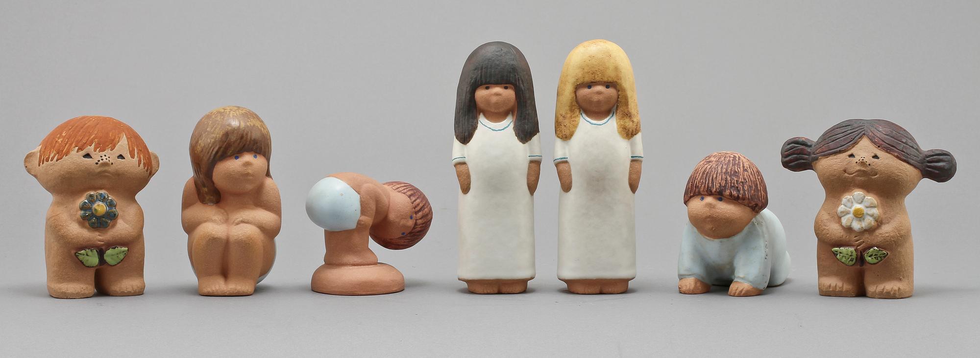 FIGURINER, 7 st, stengods, Lisa Larson, 1900-tal.