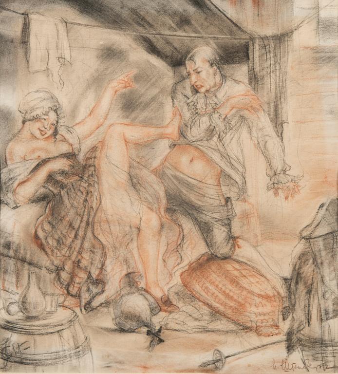 UNIDENTIFIED ARTIST, drawing on paper, signed, 1924.