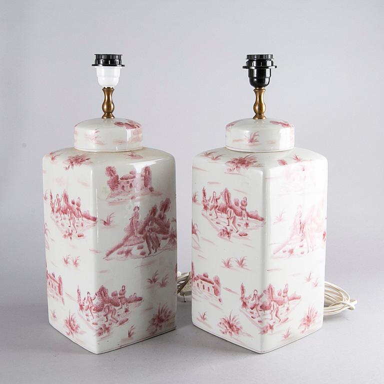 A PAIR OF TABLE LAMPS, G & C Denmark, porcelain, end of the 20th century.