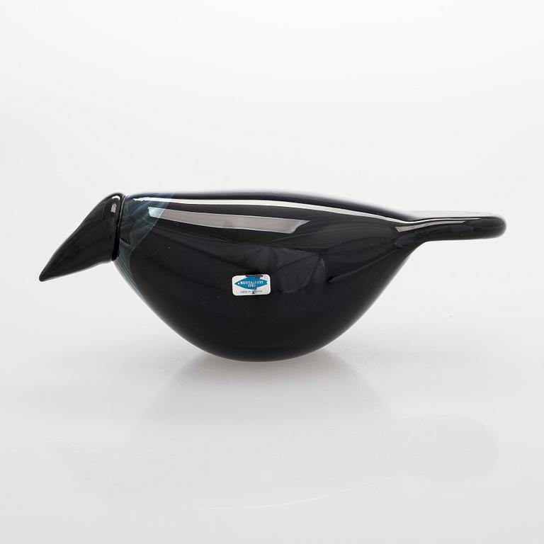 a glass bird, 'Crow', signed Oiva Toikka Nuutajärvi Notsjö.