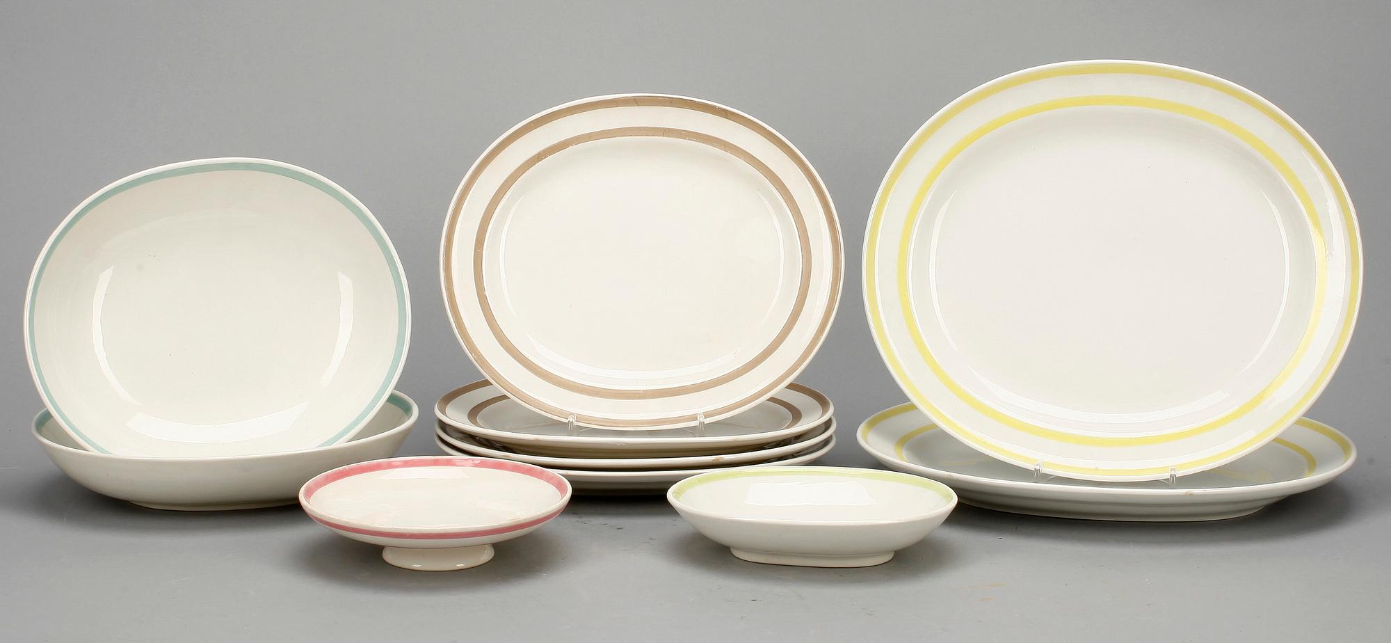 SERVISDELAR, 56 stycken, flintgods, "Palett", Stig Lindberg, Gustavsberg.