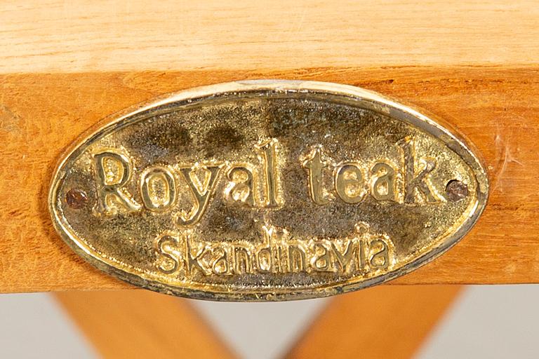 A set of four chairs and a table Royal teak and others, later part of the 20th century.