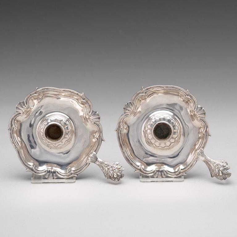 A pair of Swedish 18th century silver chamber-candlesticks, mark of Lorenz Vick,  Ulricehamn 1773.