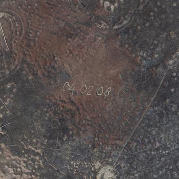 A Persian silver tray, 12 small spoons and six coasters, first part of the 1900s.