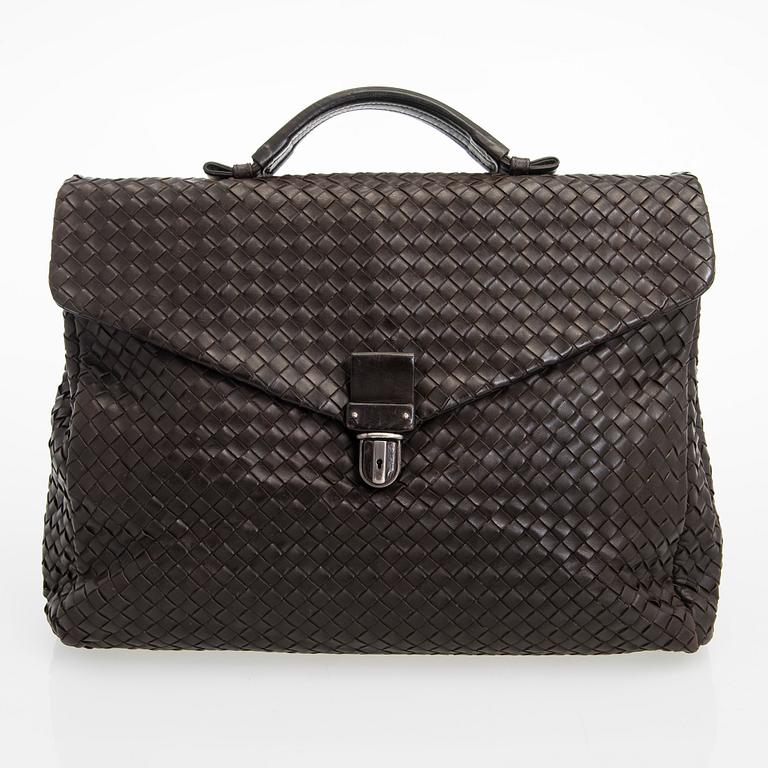 Bottega Veneta, a brown Intrecciato Leather Briefcase.